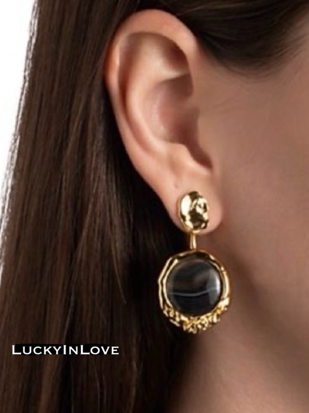 ALEXIS BITTAR • Brut Disc Front To Back Earrings in
14K Gold Plated